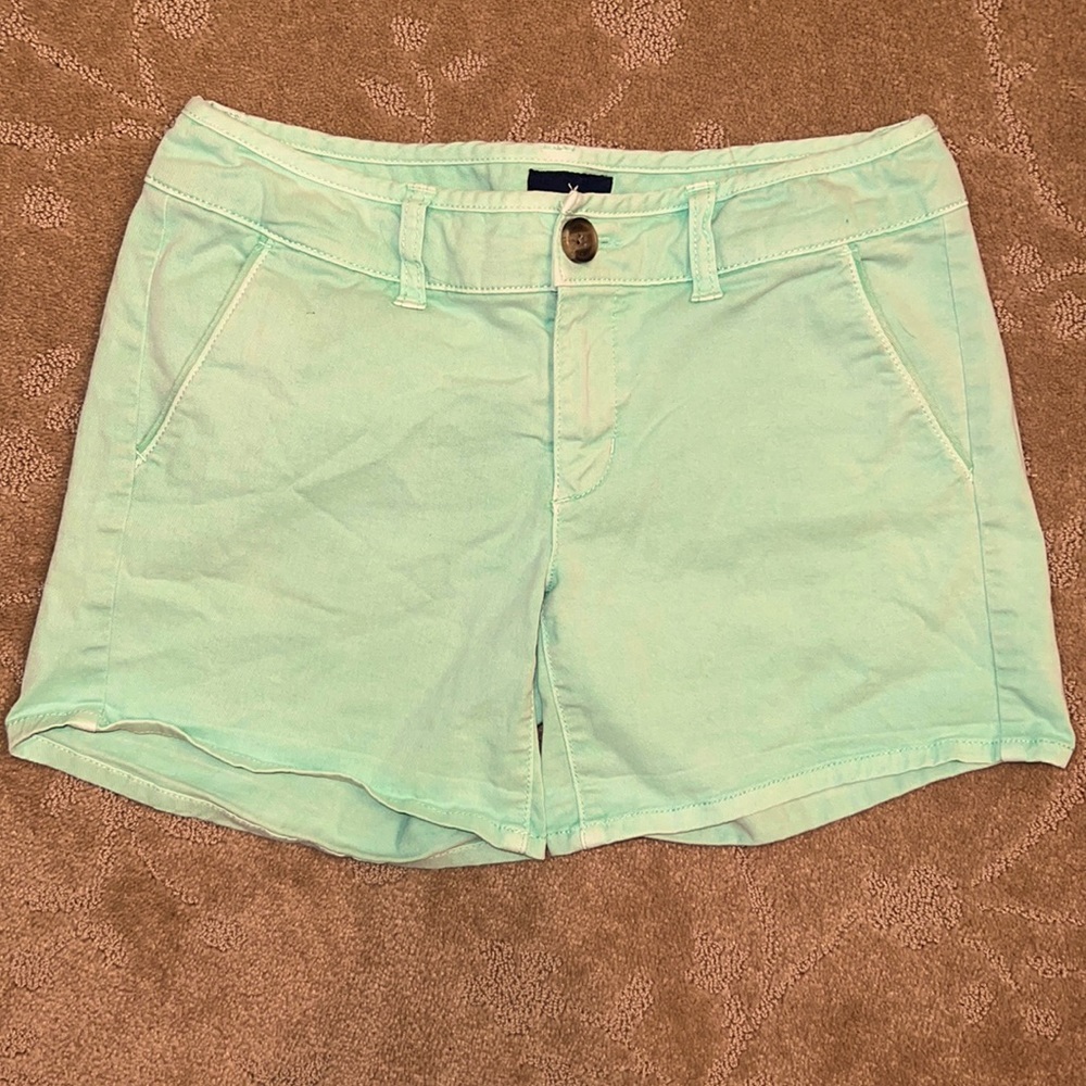 American Eagle 5” Midi Stretch Sun Faded Shorts, Sz 2
